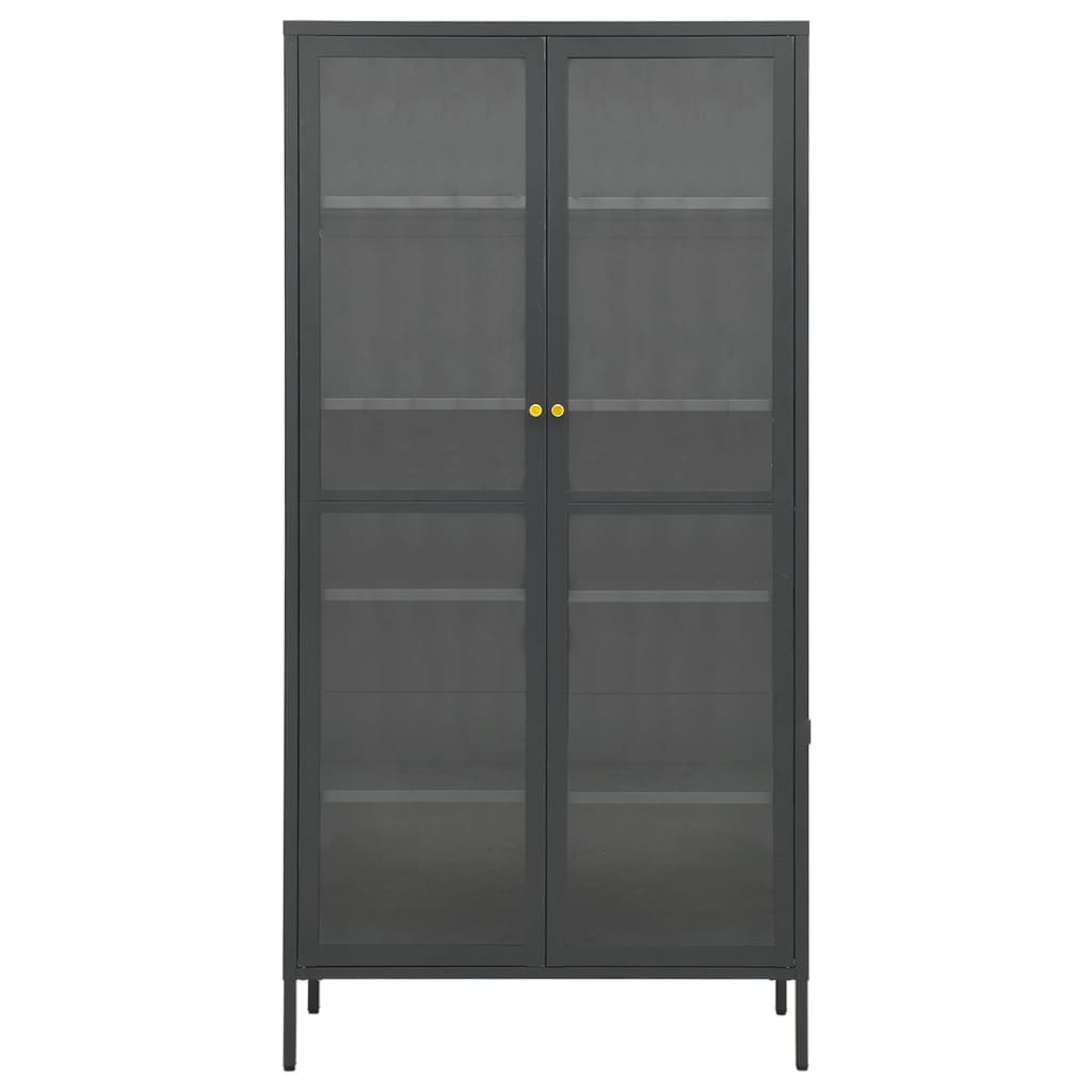 vidaXL Vitrine Anthrazit 90x40x180 cm Stahl und Gehärtetes Glas