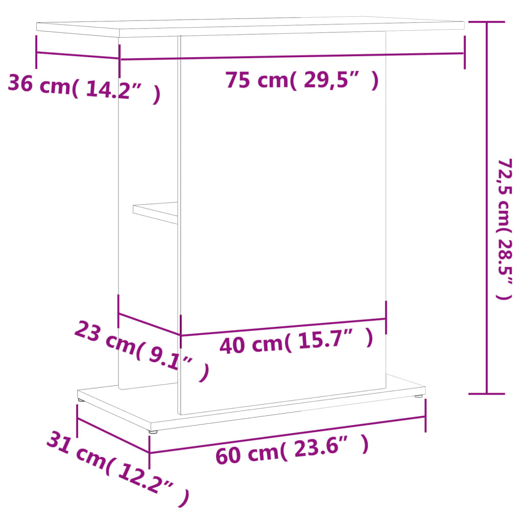 vidaXL Aquariumständer Schwarz 75x36x72,5 cm Holzwerkstoff