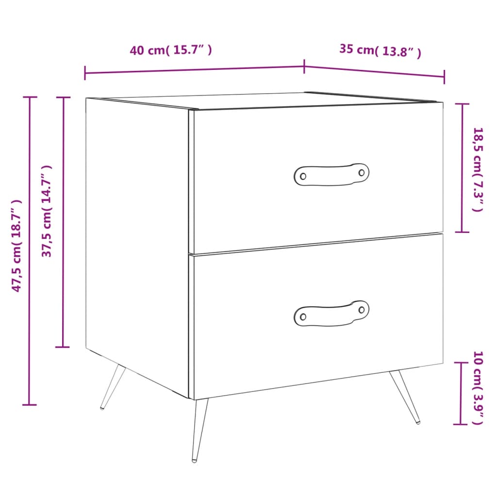 vidaXL Nachttisch Hochglanz-Weiß 40x35x47,5 cm Holzwerkstoff