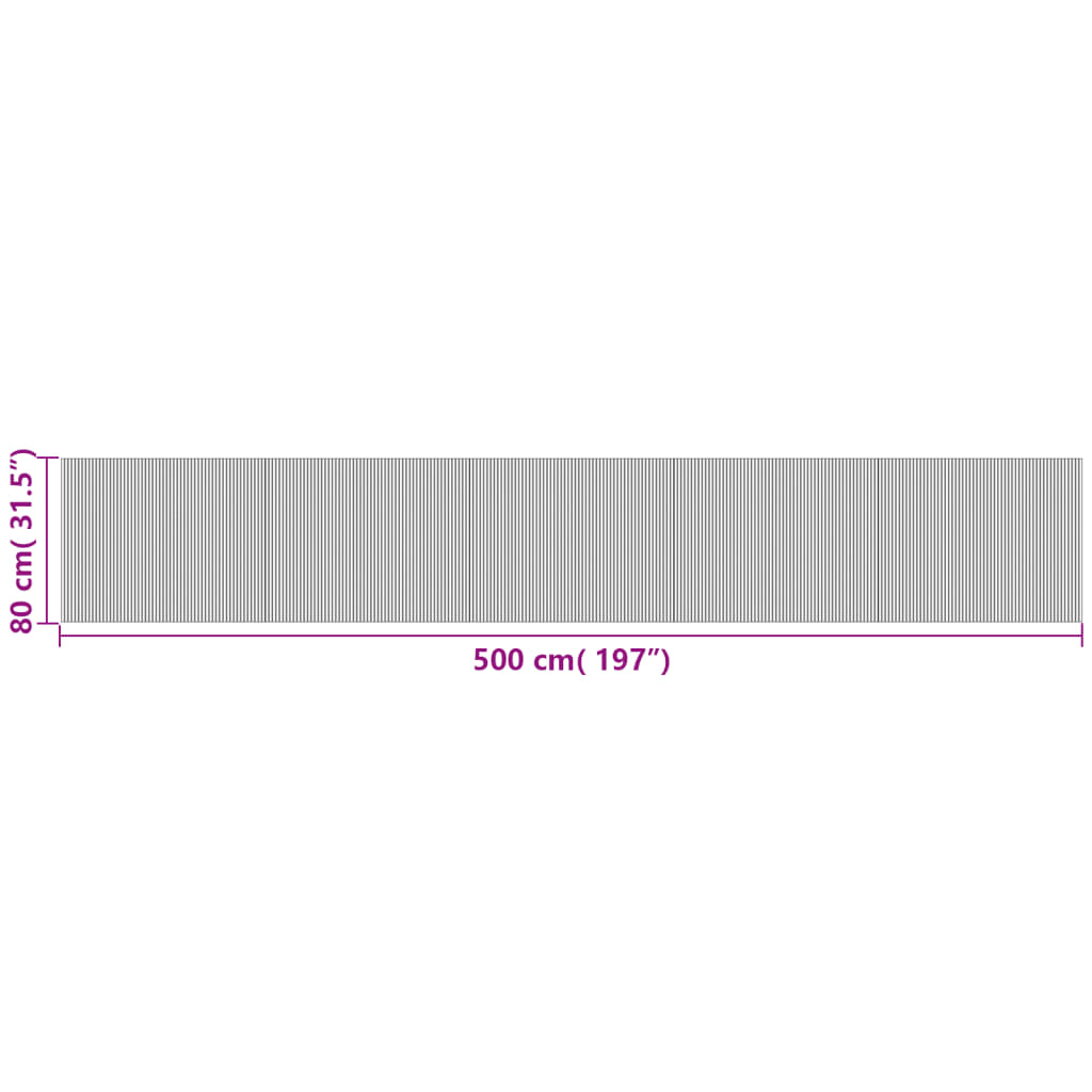 vidaXL Teppich Rechteckig Braun 80x500 cm Bambus