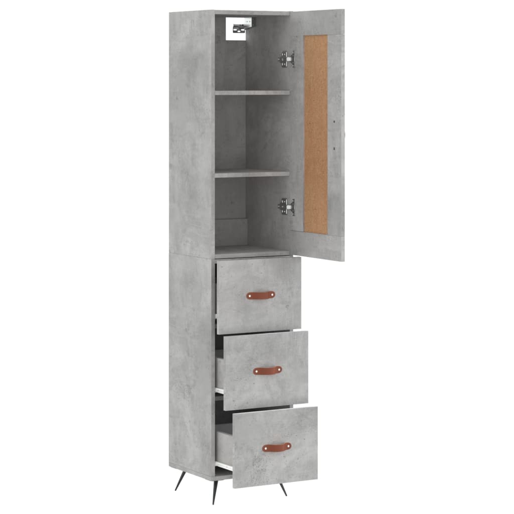 vidaXL Highboard Betongrau 34,5x34x180 cm Holzwerkstoff