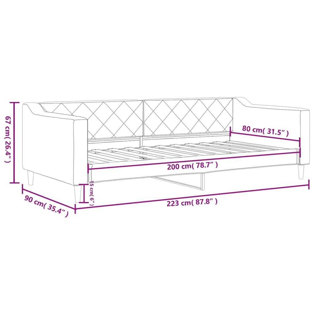 vidaXL Tagesbett Hellgrau 80x200 cm Stoff