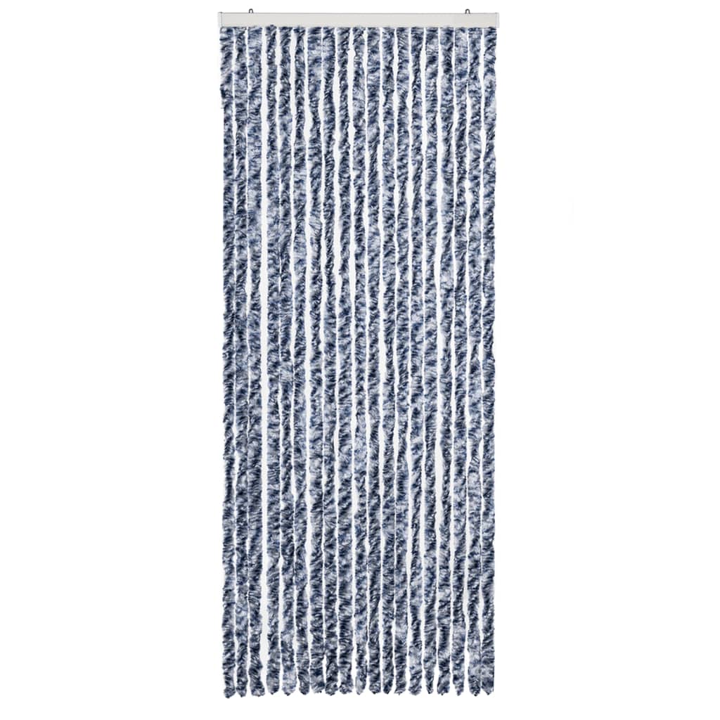 vidaXL Insektenschutz-Vorhang Blau, Weiß und Silbern 56x185cm Chenille