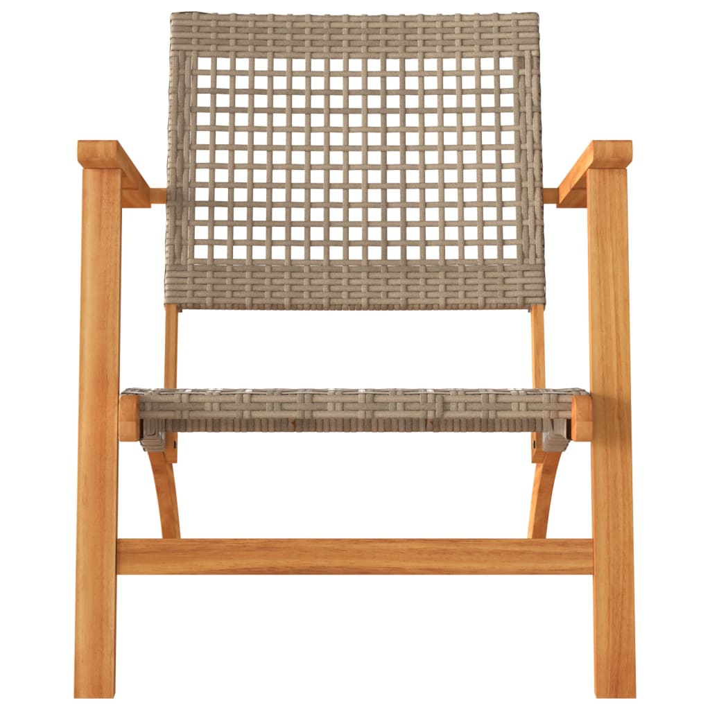 vidaXL Gartenstühle 2 Stk. Beige Poly Rattan und Akazienholz