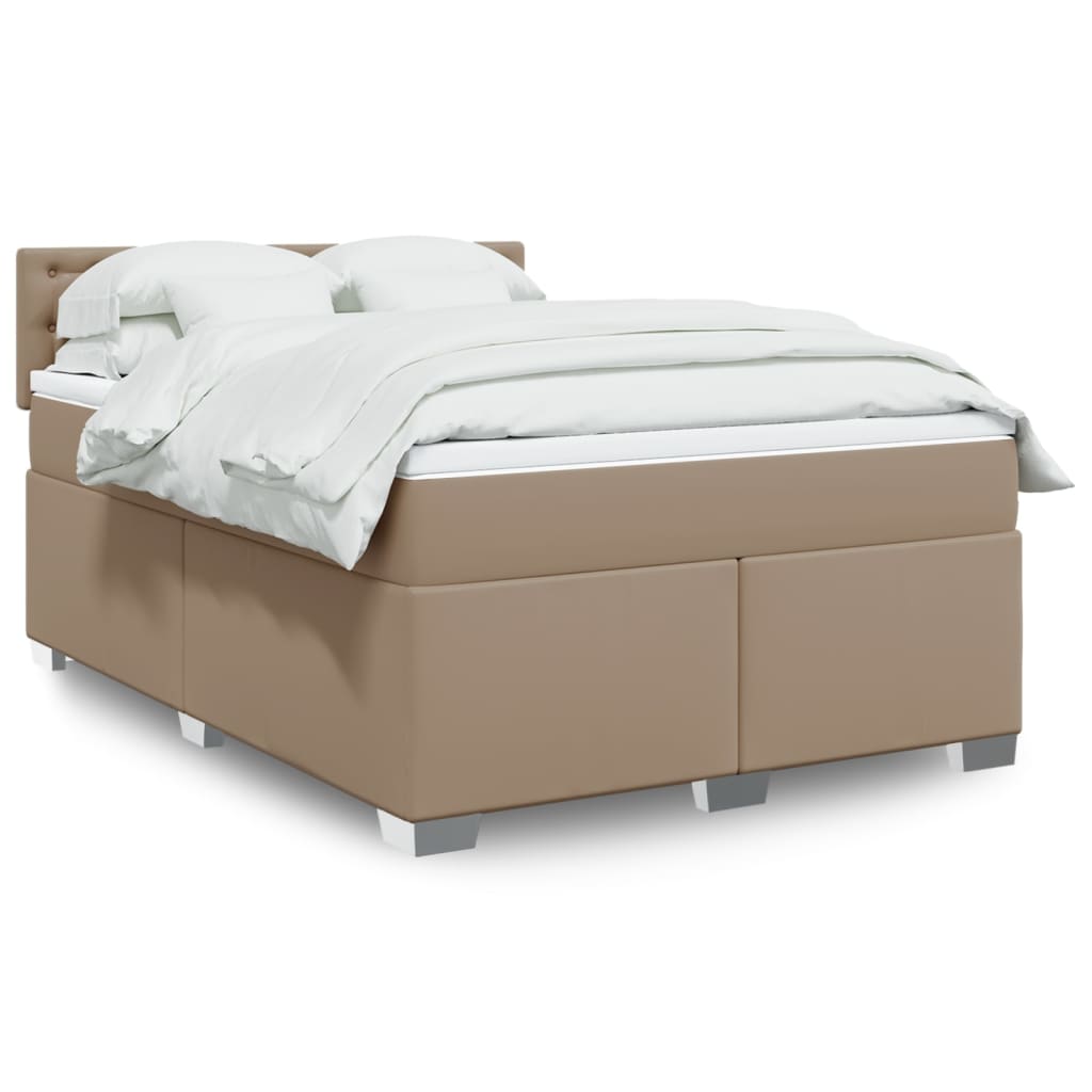 vidaXL Boxspringbett Matratze Cappuccino-Braun 140x200cm Kunstleder