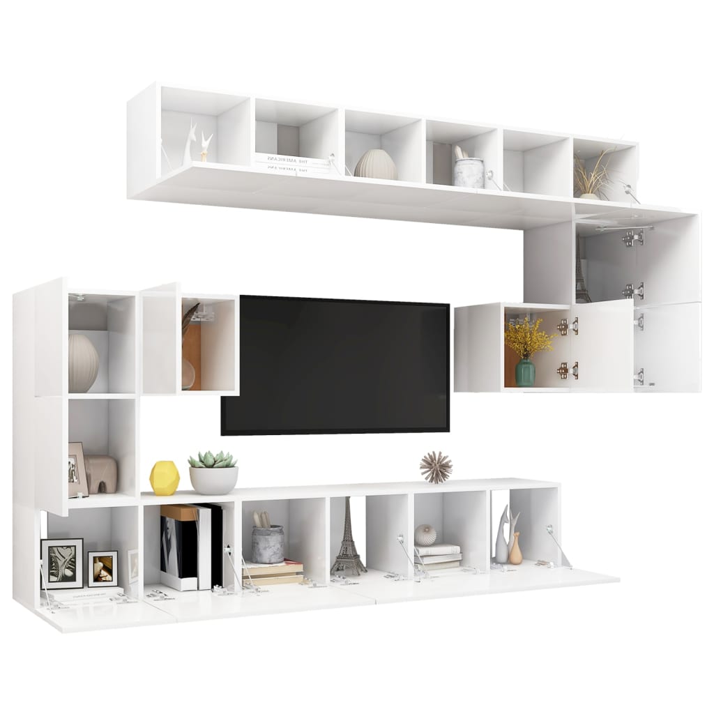 vidaXL 10-tlg. TV-Schrank-Set Weiß Holzwerkstoff