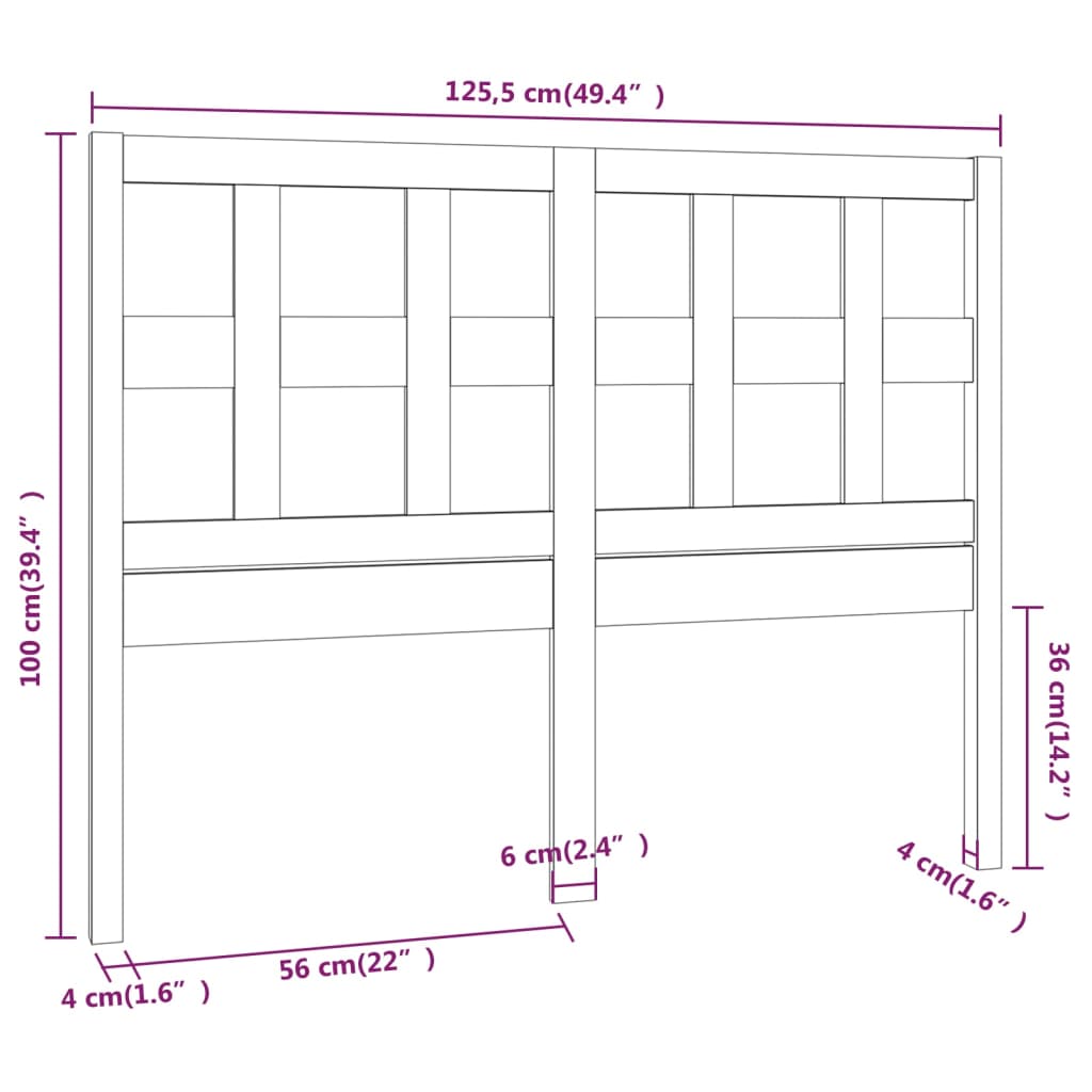 vidaXL Kopfteil Weiß 125,5x4x100 cm Massivholz Kiefer