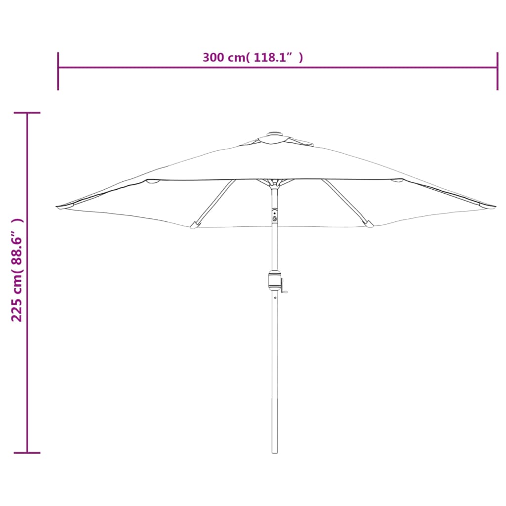 vidaXL Sonnenschirm mit LED-Leuchten und Stahlmast 300 cm Anthrazit