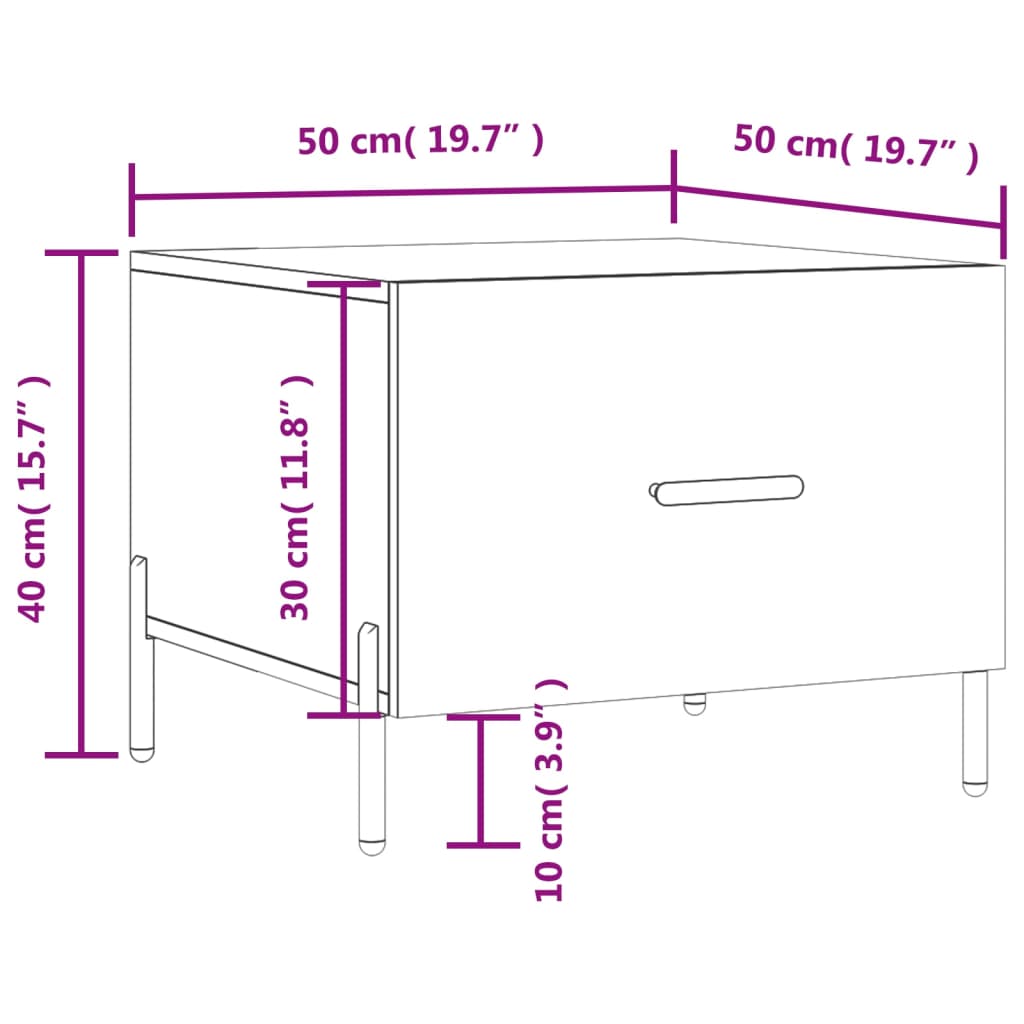 vidaXL Couchtisch Grau Sonoma 50x50x40 cm Holzwerkstoff