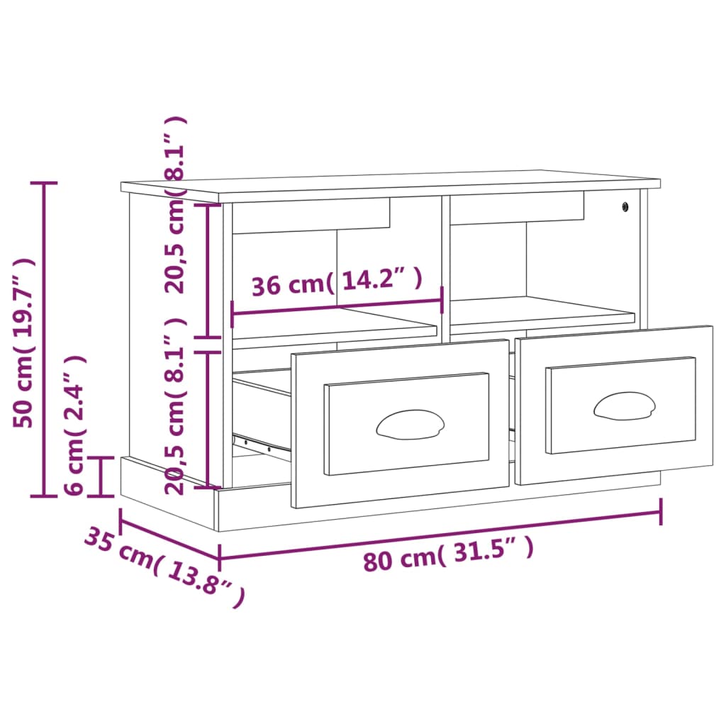 vidaXL TV-Schrank Sonoma-Eiche 80x35x50 cm Holzwerkstoff