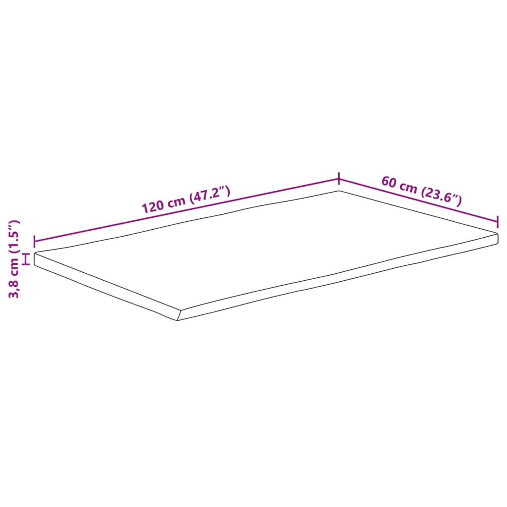 vidaXL Tischplatte mit Baumkante 120x60x3,8 cm Massivholz Mango