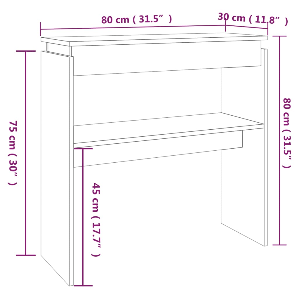 vidaXL Konsolentisch Braun Eichen-Optik 80x30x80 cm Holzwerkstoff