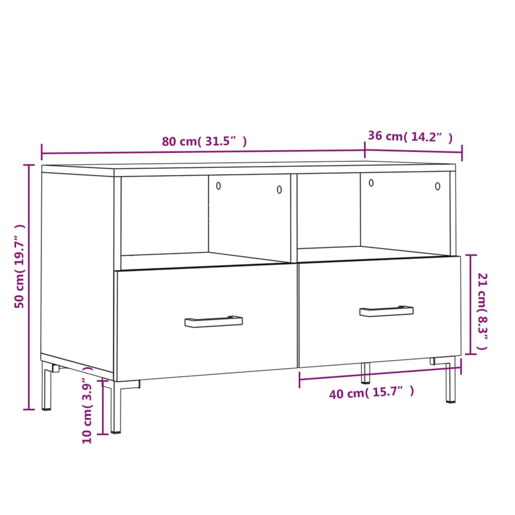 vidaXL TV-Schrank Räuchereiche 80x36x50 cm Holzwerkstoff