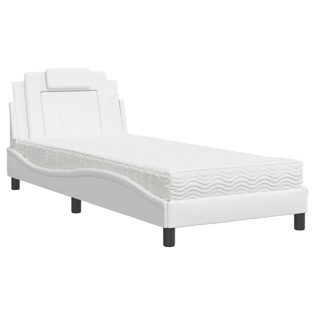 vidaXL Bett mit Matratze Weiß 80x200 cm Kunstleder