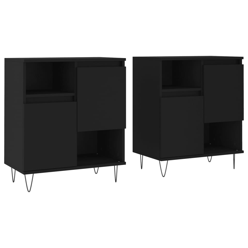 vidaXL Sideboards 2 Stk. Schwarz Holzwerkstoff