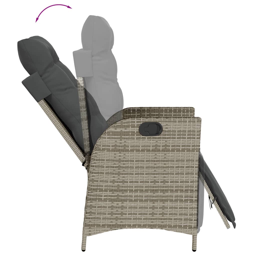 vidaXL 9-tlg. Garten-Essgruppe mit Kissen Grau Poly Rattan