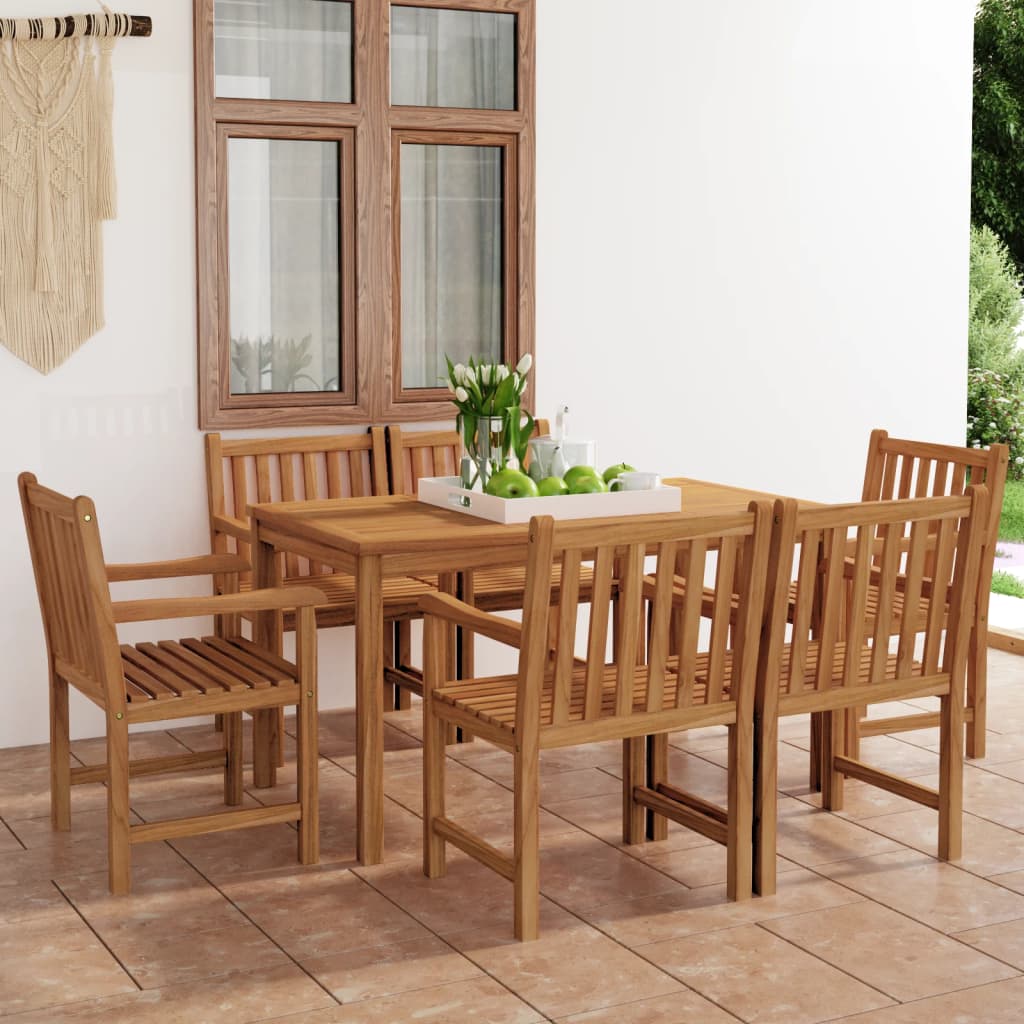 vidaXL 7-tlg. Garten-Essgruppe Massivholz Teak