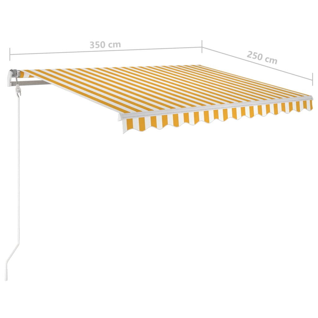 vidaXL Markise Manuell Einziehbar mit Pfosten 3,5x2,5 m Gelb & Weiß