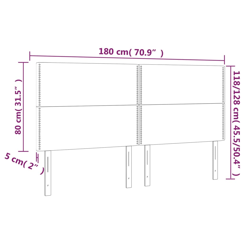 vidaXL LED Kopfteil Schwarz 180x5x118/128 cm Stoff