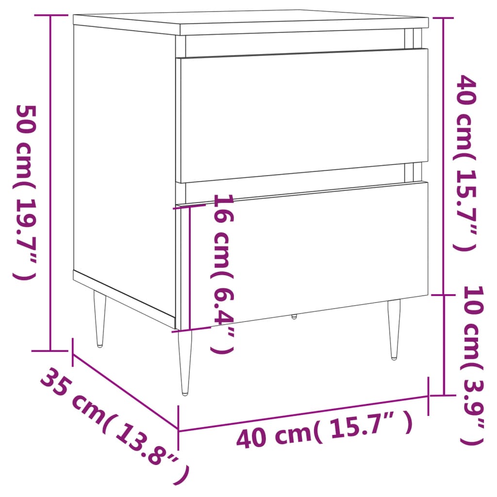 vidaXL Nachttisch Sonoma-Eiche 40x35x50 cm Holzwerkstoff