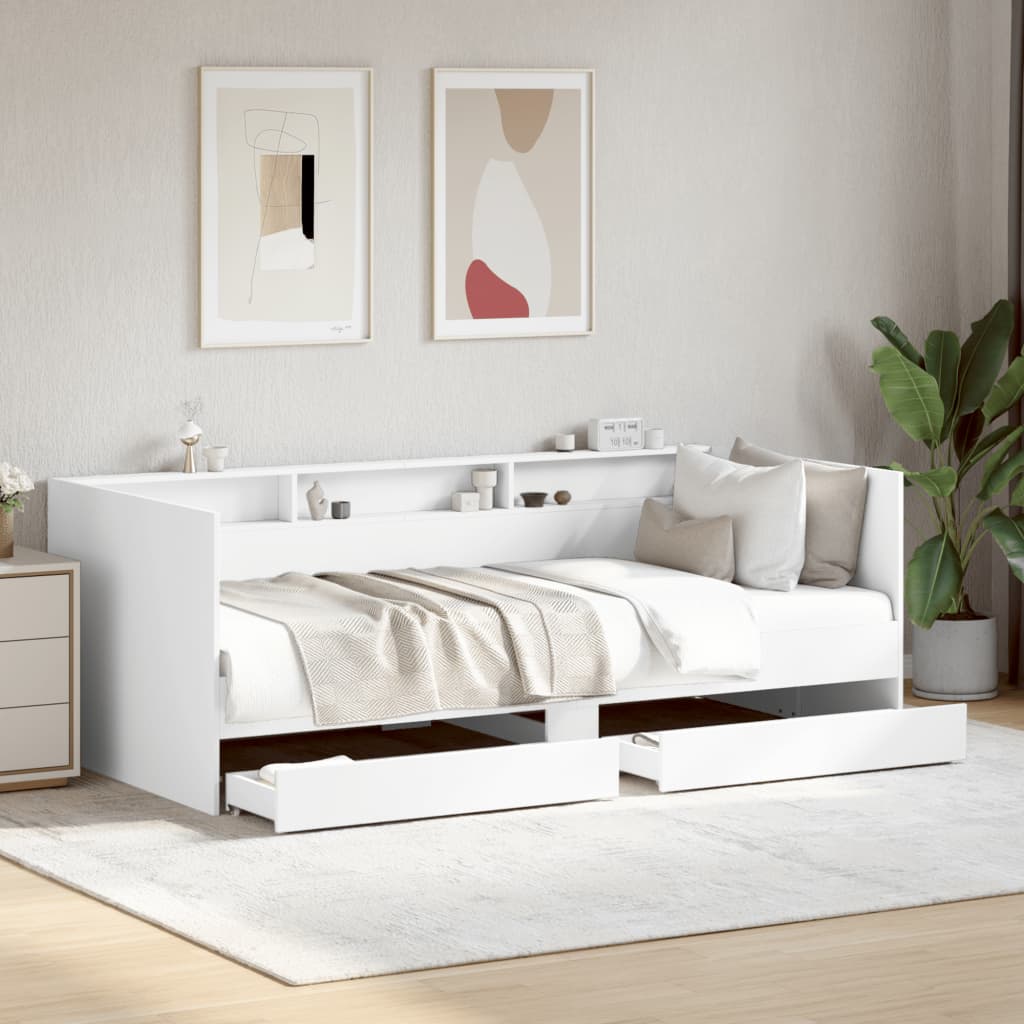 vidaXL Tagesbett mit Schubladen Weiß 75x190 cm Holzwerkstoff