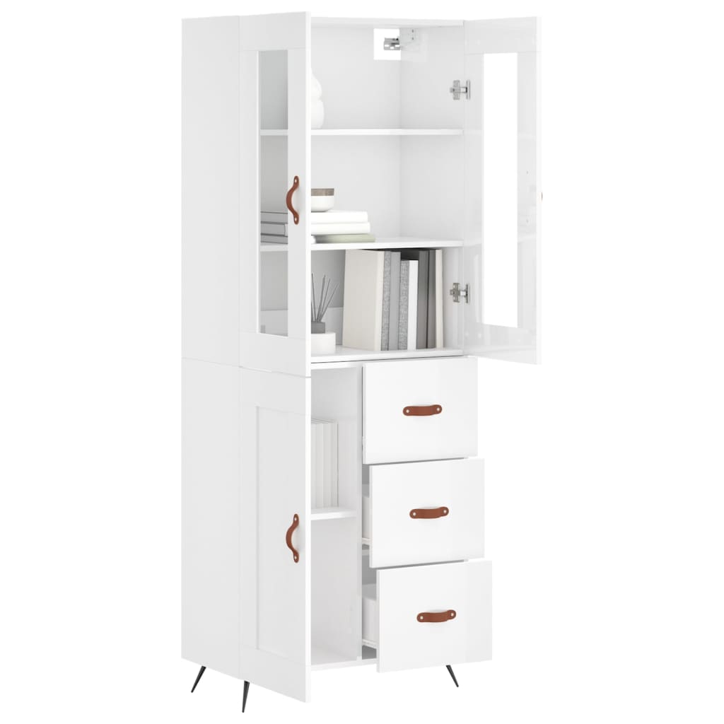 vidaXL Highboard Hochglanz-Weiß 69,5x34x180 cm Holzwerkstoff