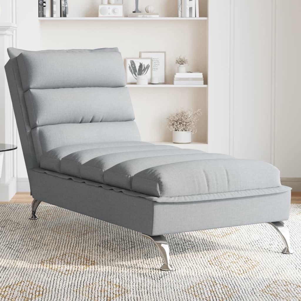 vidaXL Chaiselongue mit Kissen Hellgrau Stoff