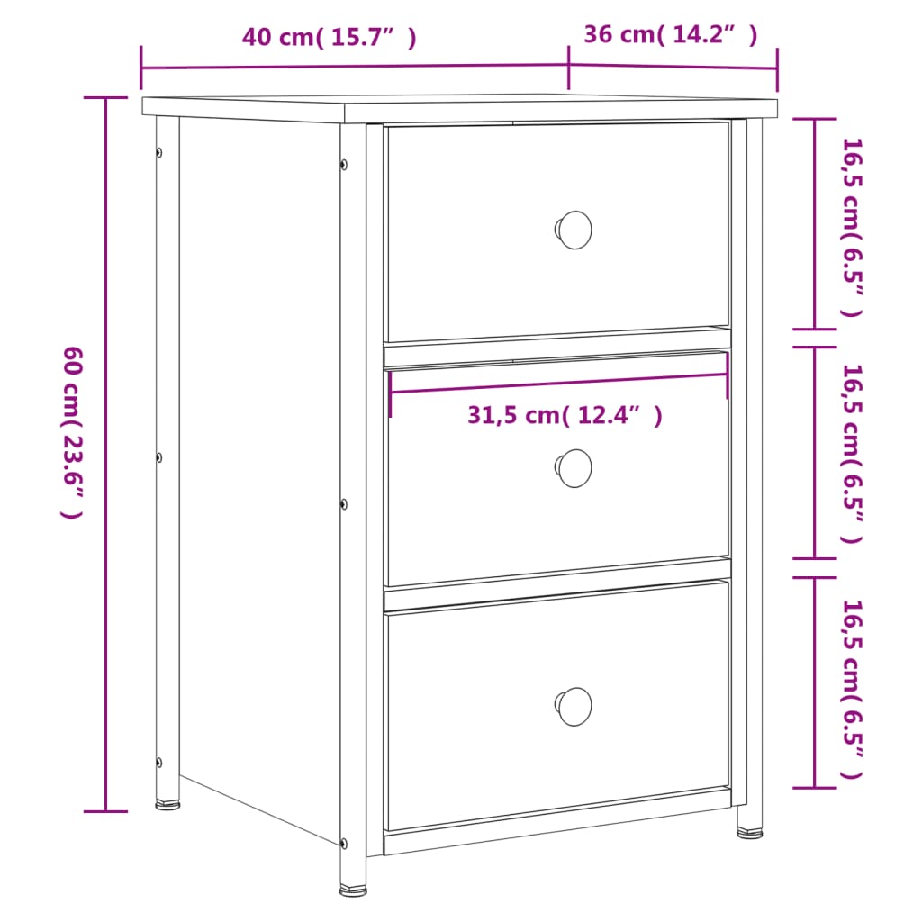 vidaXL Nachttisch Schwarz 40x36x60 cm Holzwerkstoff