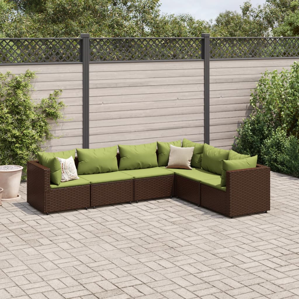 vidaXL 6-tlg. Garten-Lounge-Set mit Kissen Braun Poly Rattan