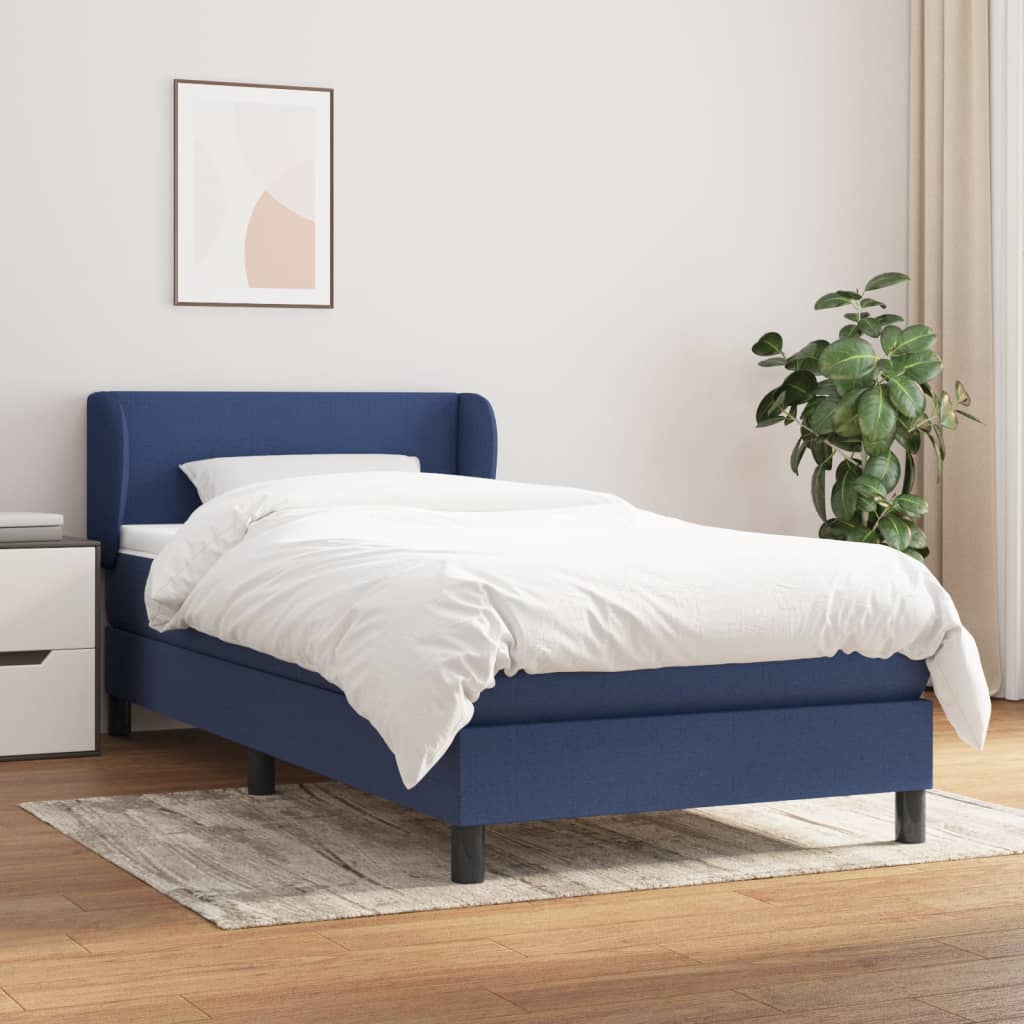 vidaXL Boxspringbett mit Matratze Blau 100x200 cm Stoff