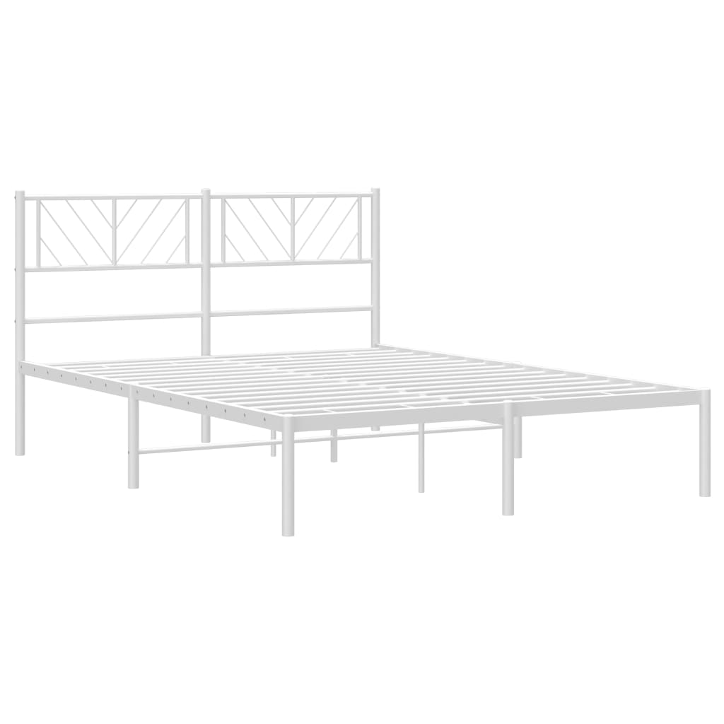 vidaXL Bettgestell mit Kopfteil Metall Weiß 135x190 cm