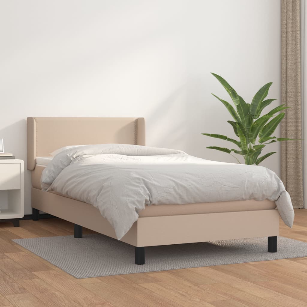 vidaXL Boxspringbett Matratze Cappuccino-Braun 100x200cm Kunstleder