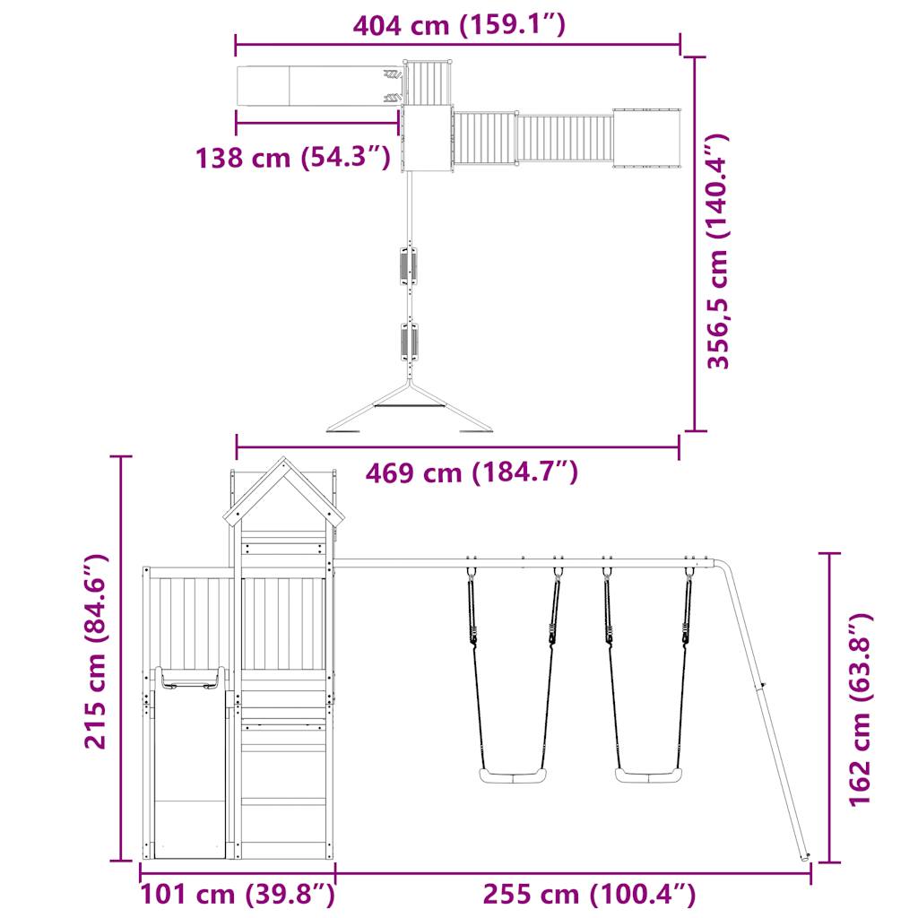 vidaXL Spielturm Massivholz Douglasie