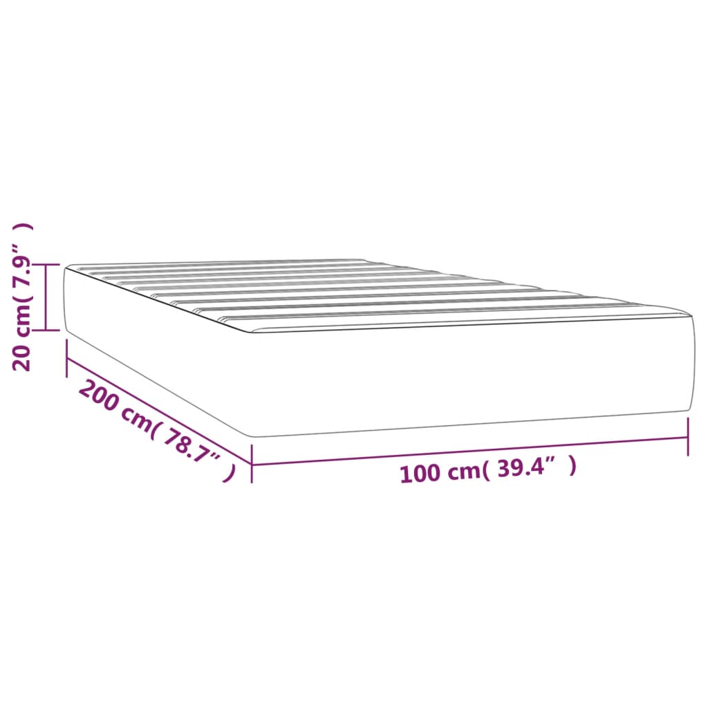 vidaXL Taschenfederkernmatratze Schwarz 100x200x20 cm Samt