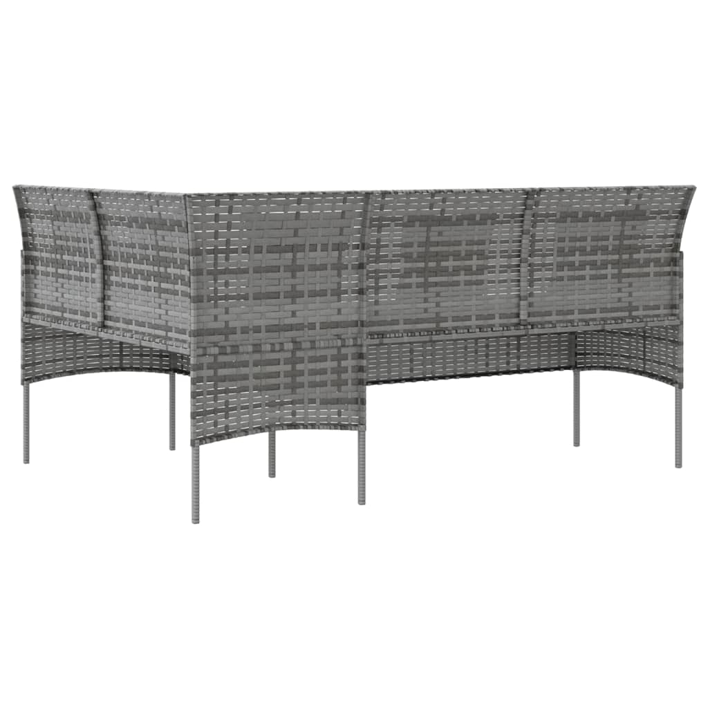 vidaXL Sofa in L-Form mit Kissen Poly Rattan Grau