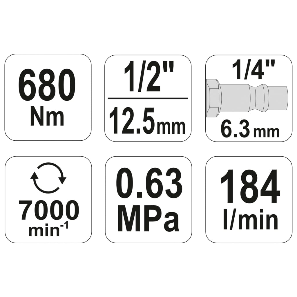 YATO Druckluft-Schlagschrauber 1/2" 680 Nm