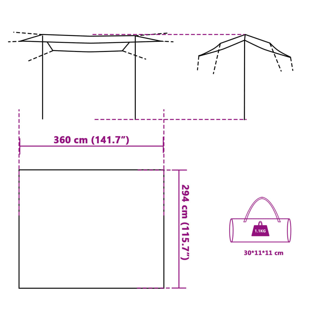 vidaXL Tarp Grau und Orange 360x294 cm Wasserdicht