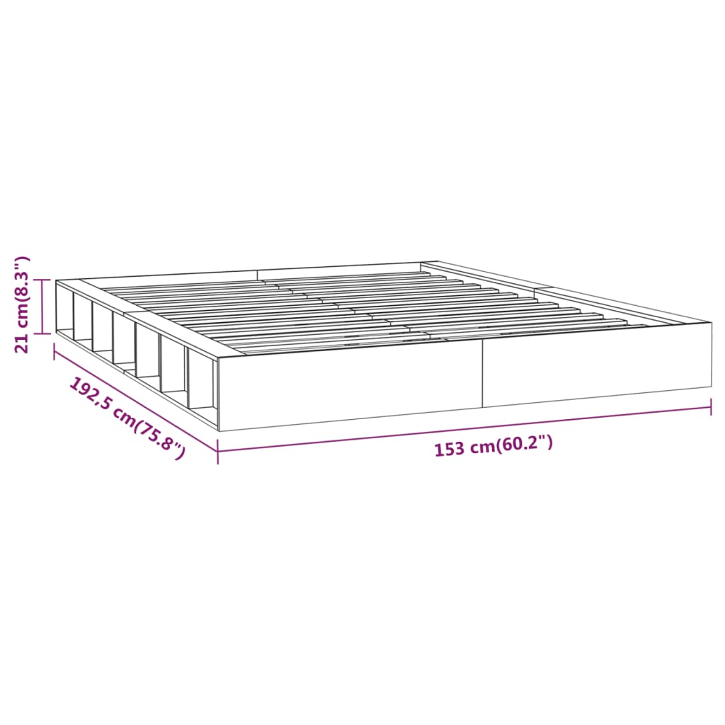 vidaXL Massivholzbett Weiß 135x190 cm