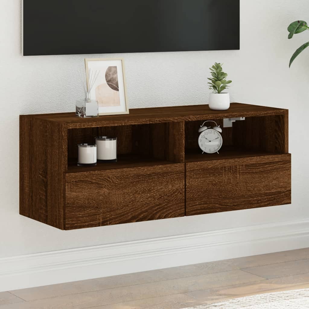 vidaXL TV-Wandschrank Braun Eiche-Optik 80x30x30 cm Holzwerkstoff