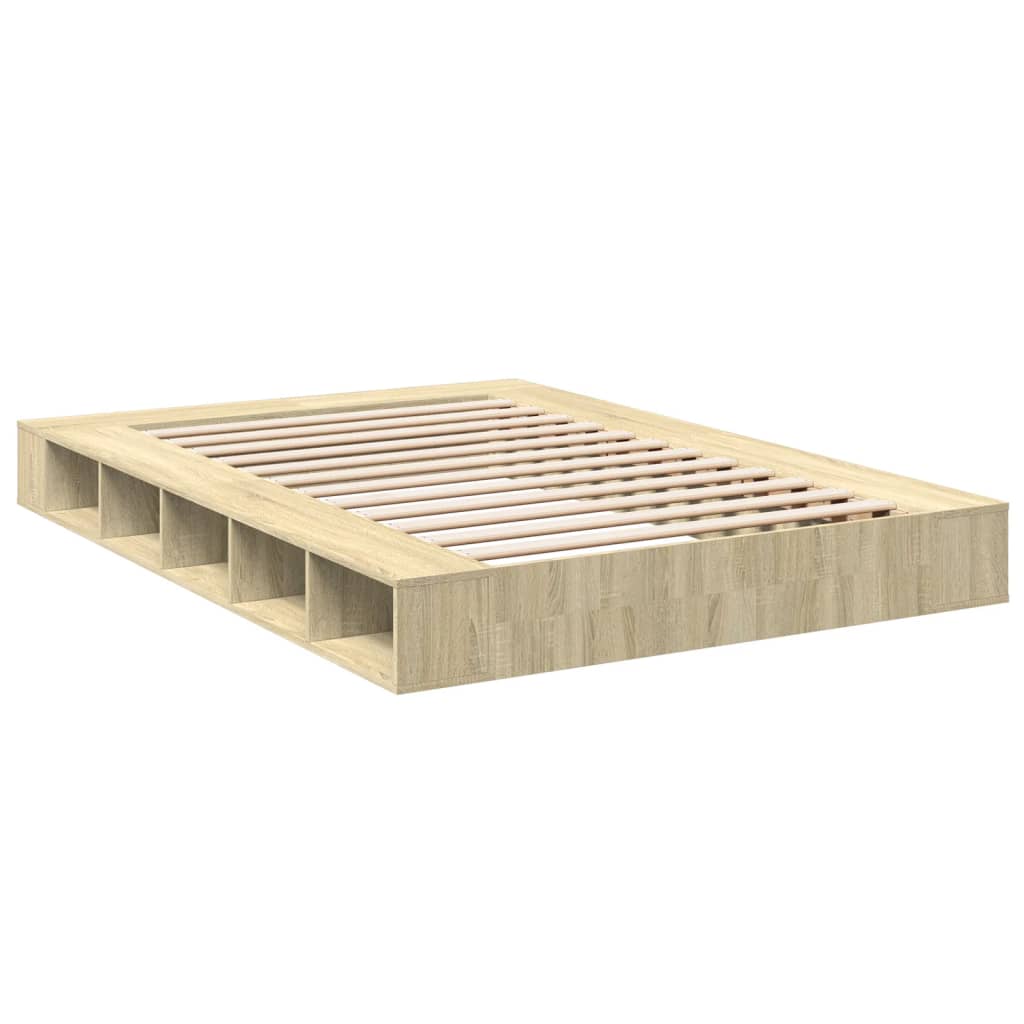 vidaXL Bettgestell Sonoma-Eiche 160x200 cm Holzwerkstoff