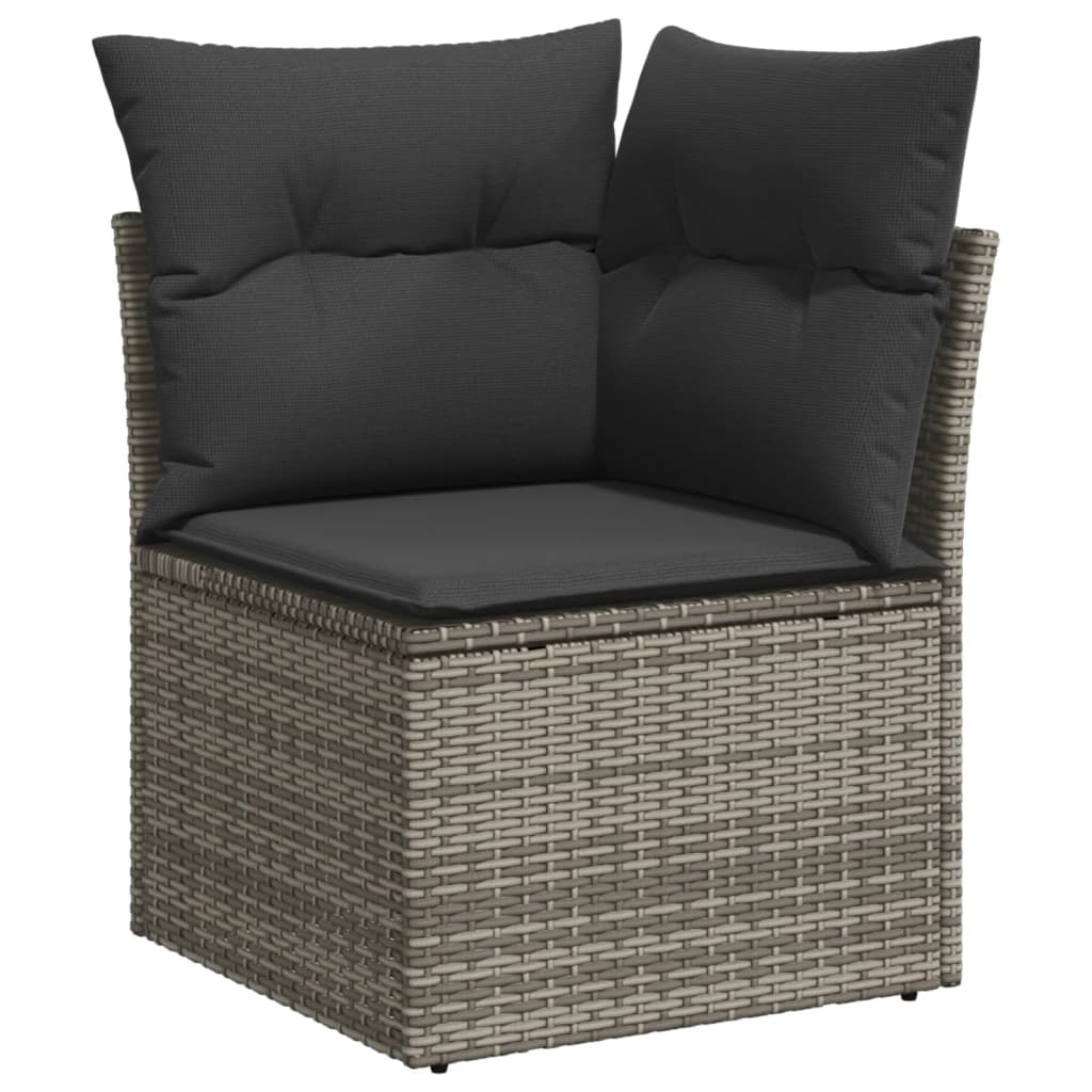 vidaXL 6-tlg. Garten-Sofagarnitur mit Kissen Grau Poly Rattan