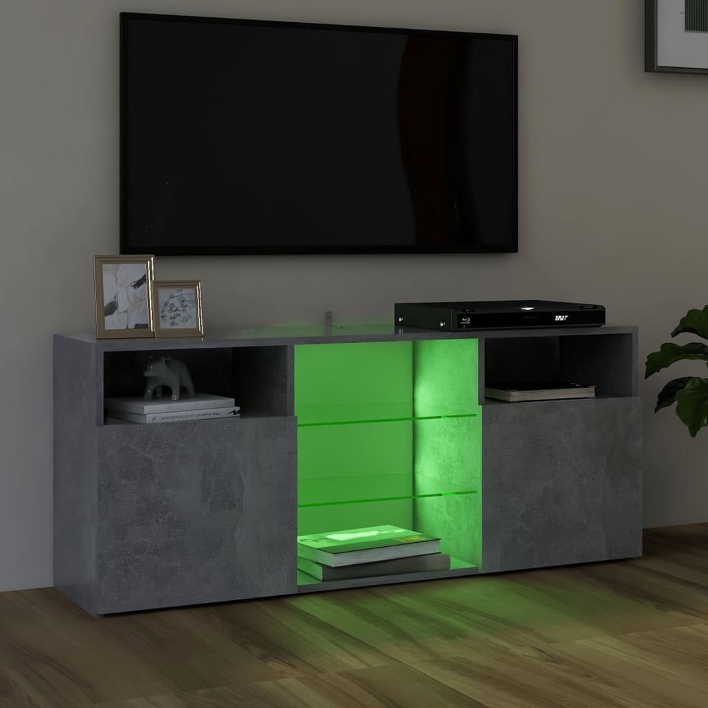 vidaXL TV-Schrank mit LED-Leuchten Betongrau 120x30x50 cm