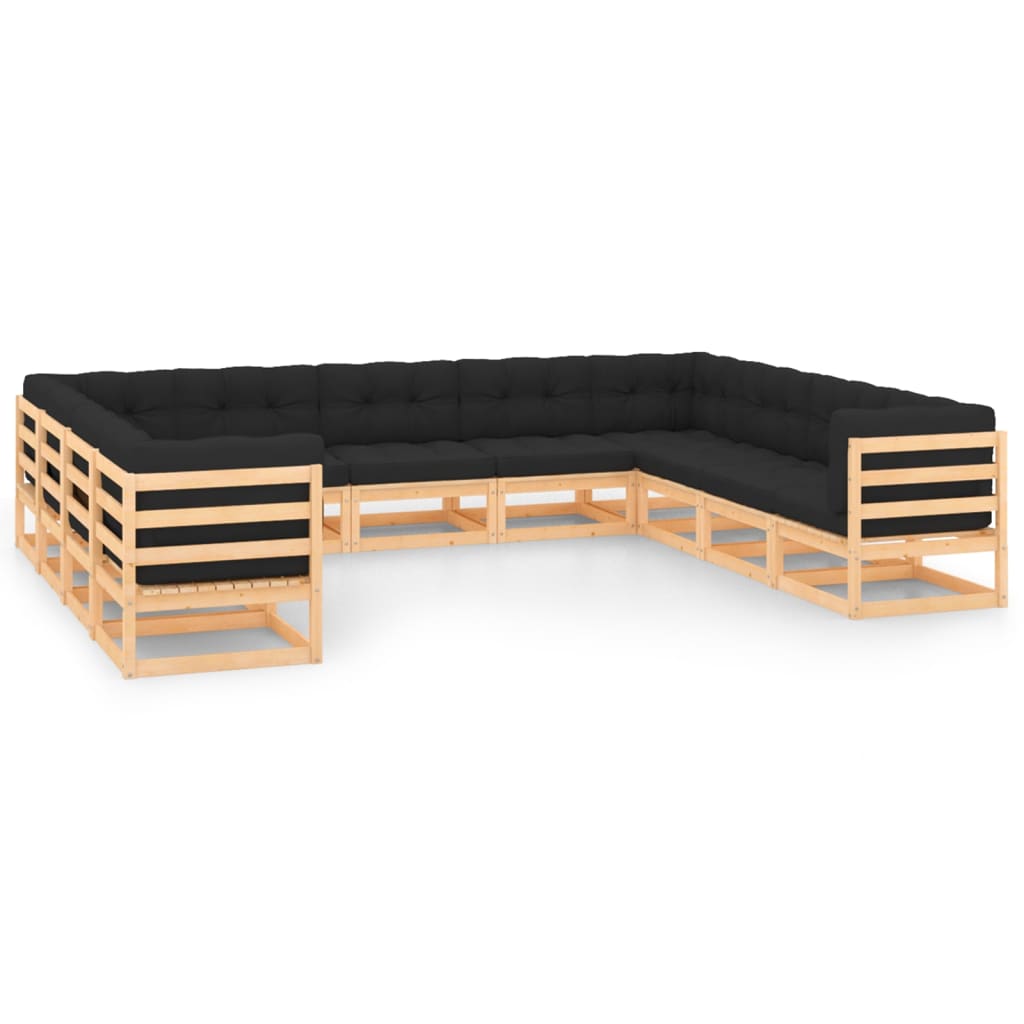 vidaXL 11-tlg. Garten-Lounge-Set mit Kissen Massivholz Kiefer