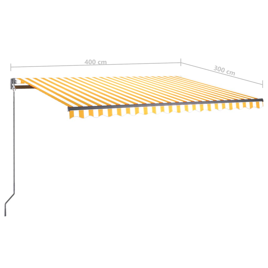 vidaXL Standmarkise Automatisch 400x300 cm Gelb/Weiß