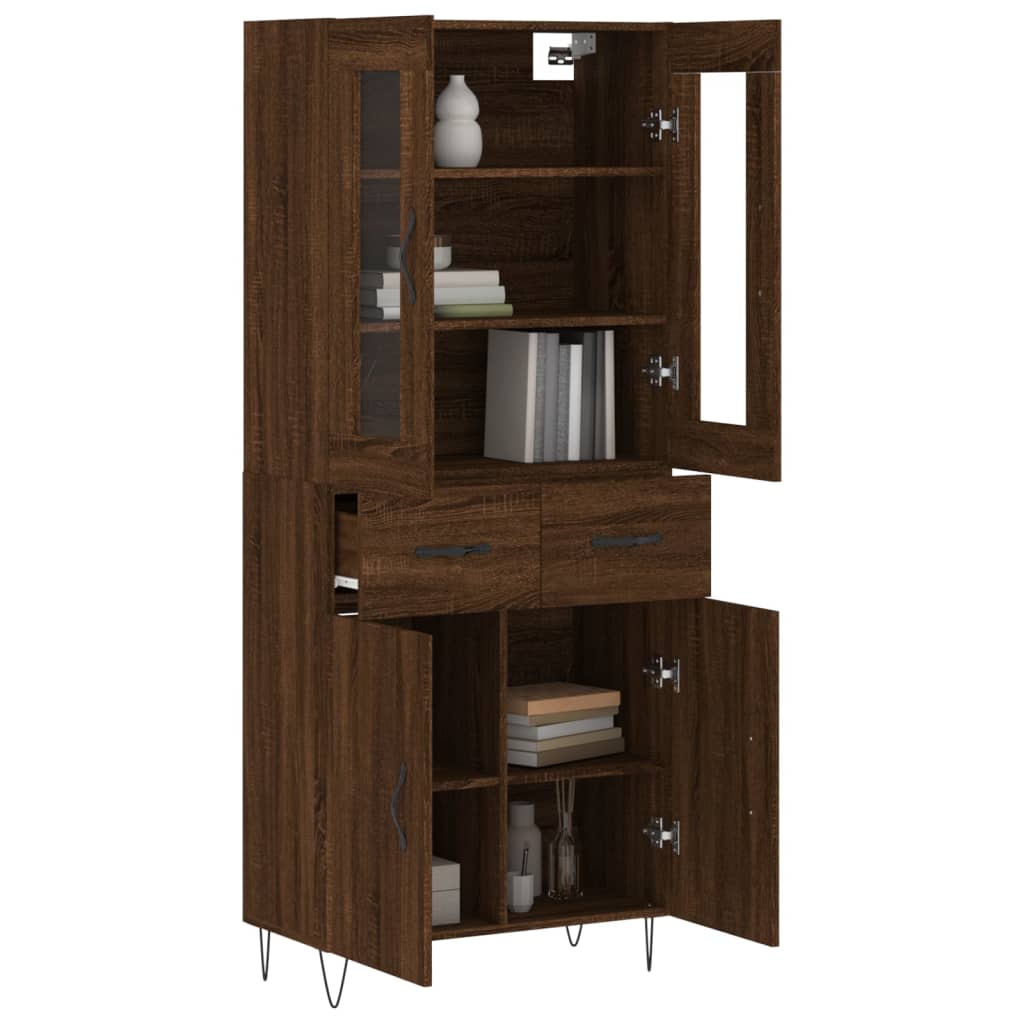 vidaXL Highboard Braun Eichen-Optik 69,5x34x180 cm Holzwerkstoff