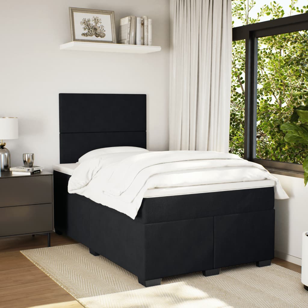 vidaXL Boxspringbett mit Matratze Schwarz 120x190 cm Samt