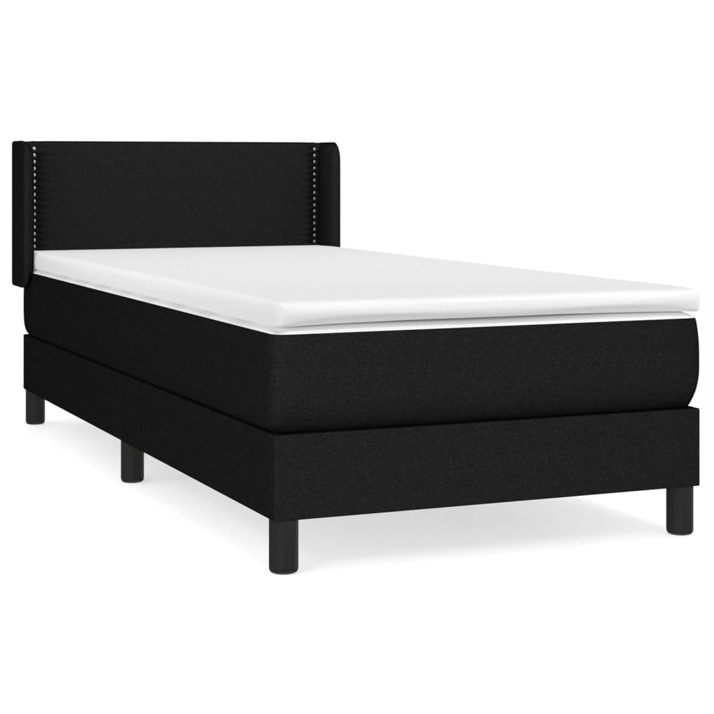 vidaXL Boxspringbett mit Matratze Schwarz 80x200 cm Stoff