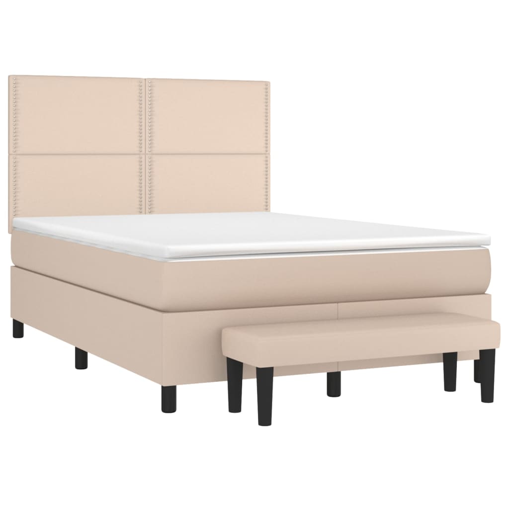 vidaXL Boxspringbett Matratze Cappuccino-Braun 140x190cm Kunstleder