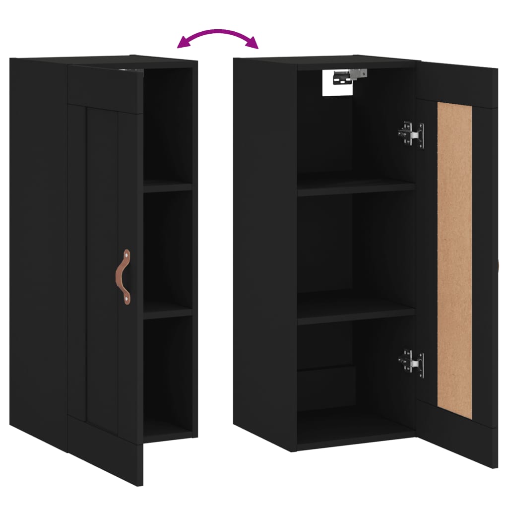 vidaXL Wandschrank Schwarz 34,5x34x90 cm Holzwerkstoff