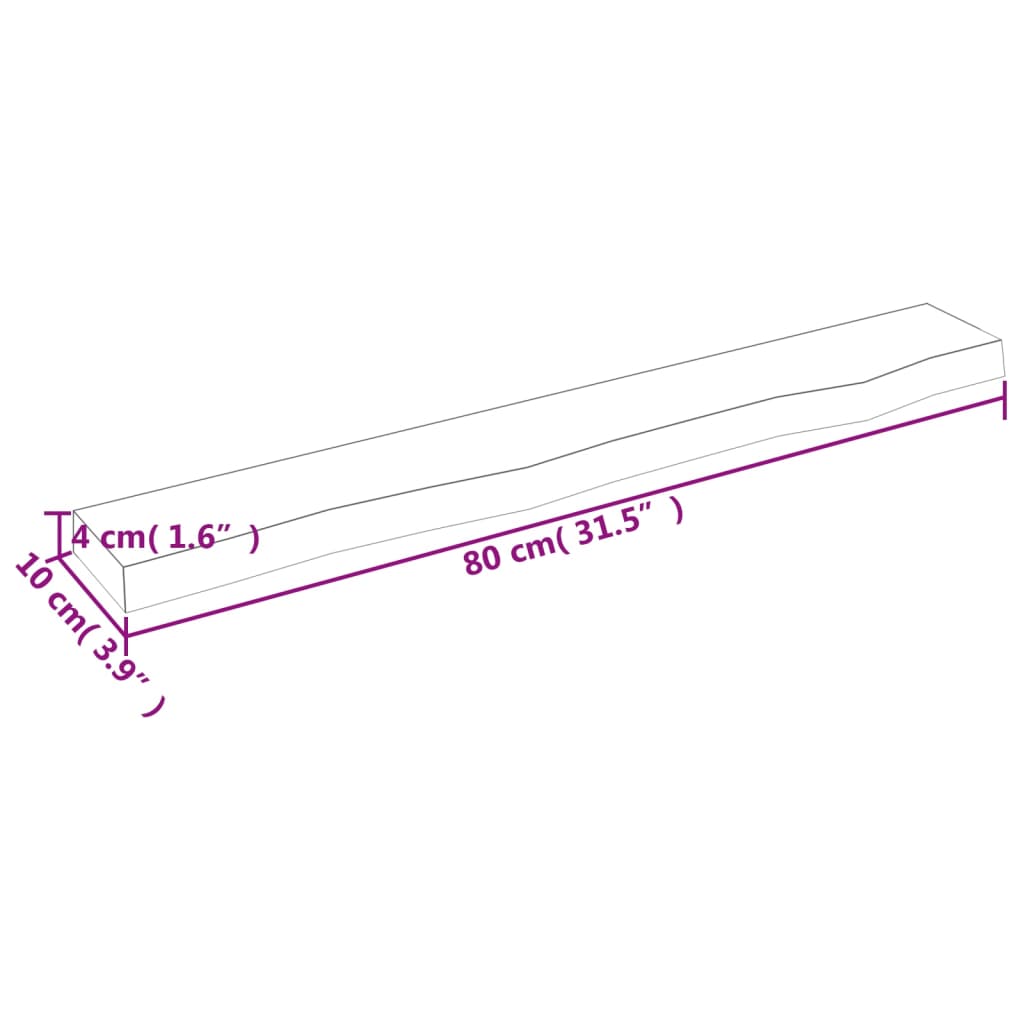 vidaXL Wandregal Dunkelbraun 80x10x4 cm Massivholz Eiche Behandelt